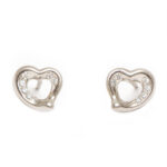 TIFFANY & CO. by ELSA PERETTI(1940-2021) “Open Heart” Platinum and Diamond Stud Earrings