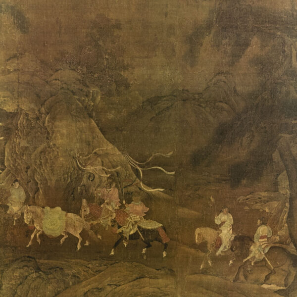 Framed Asian Wall Décor of Men on Horseback “Tribute Horse” - Image 2