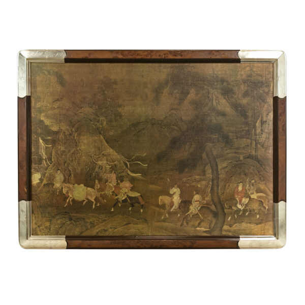 Framed Asian Wall Décor of Men on Horseback “Tribute Horse” - Image 1