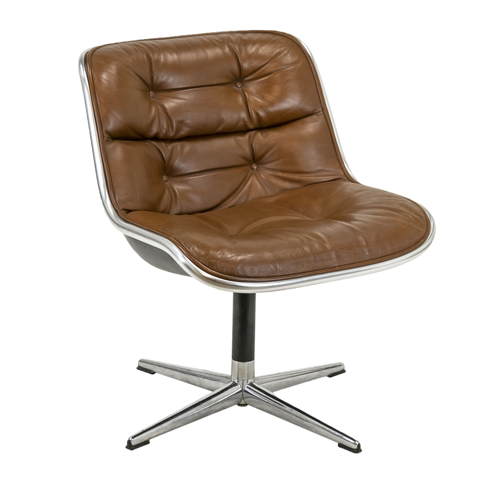Vintage KNOLL Brown Leather Pollock Executive Chair on Four Vintage KNOLL Brown Leather Pollock Executive Chair on Four