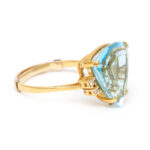 8 Carat Trillion Cut Blue Topaz and Diamond Ring in 18 Karat Gold - Image 2
