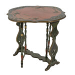 Antique Painted Drop Side Table with Lyre Design - Image 2