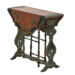 Antique Painted Drop Side Table with Lyre Design