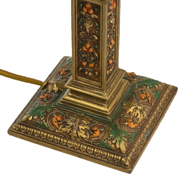 Gold Painted Metal and Slag Glass Table Lamp - Image 3