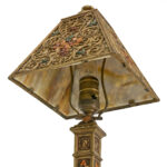Gold Painted Metal and Slag Glass Table Lamp - Image 5