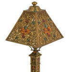 Gold Painted Metal and Slag Glass Table Lamp - Image 2