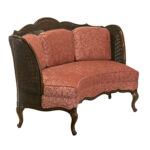 Victorian Double Cane Back Settee with Chenille Damask Upholstery - Image 3