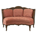 Victorian Double Cane Back Settee with Chenille Damask Upholstery