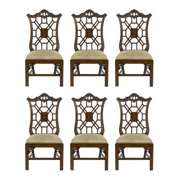 Set of 6 Walnut Dining Chairs Reupholstered by CENTNERS - Image 1