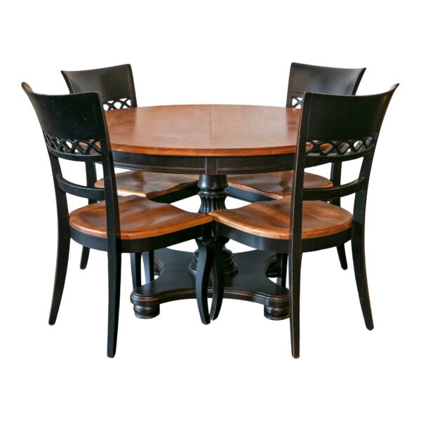 NICHOLS AND STONE Two Tone Dining Table with 4 Chairs 1-18” Leaves - Image 1