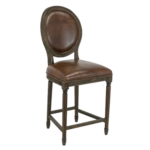 Pair of RESTORATION HARDWARE Leather Medallion Counter Stools - Image 2