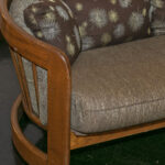 1980s HOWARD FURNITURE Oak Barrel Back Loveseat - Image 4