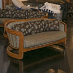 1980s HOWARD FURNITURE Oak Barrel Back Loveseat - Image 2