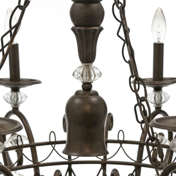 6 Light Metal Basket Chandelier with Crystal Swags and Drops - Image 4