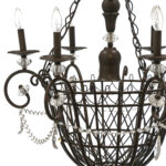 6 Light Metal Basket Chandelier with Crystal Swags and Drops - Image 2