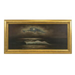 Antique Oil Painting of a Moonlit Seascape