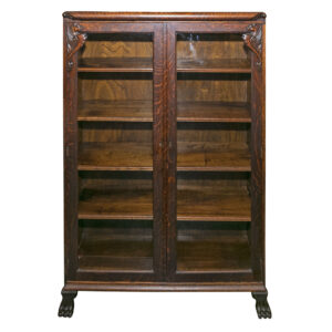 Antique Oak Bookcase with Carved Griffin Details | Grandview Mercantile