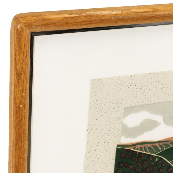ELAINE SELTZER Original Signed Collaged Etching “Greenscape Under Grey Skies” - Image 6