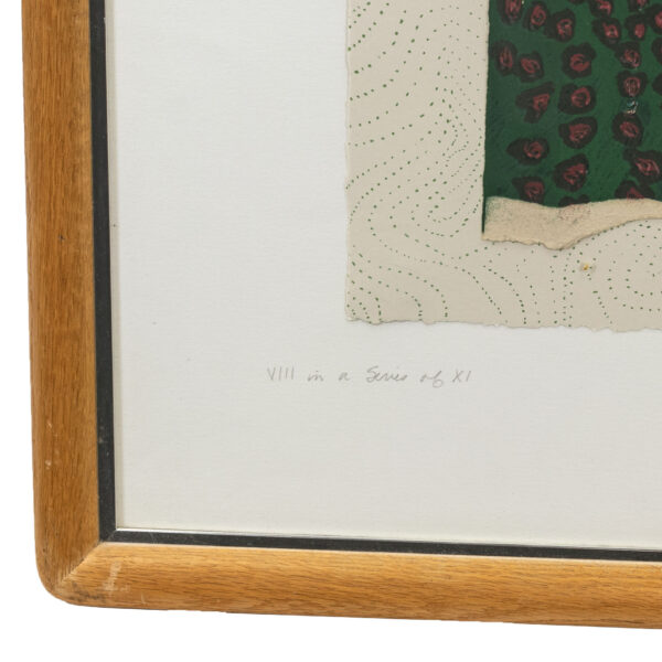 ELAINE SELTZER Original Signed Collaged Etching “Greenscape Under Grey Skies” - Image 3