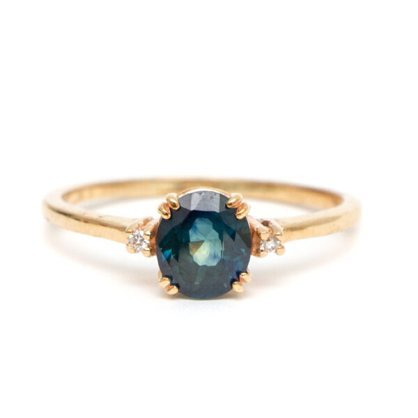 Sapphire Ring with Accent Diamonds in 14 Karat Gold - Image 1