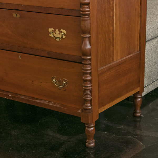 Antique Cherry Four Drawer Chest with Brass Hardware - Image 3