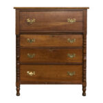 Antique Cherry Four Drawer Chest with Brass Hardware