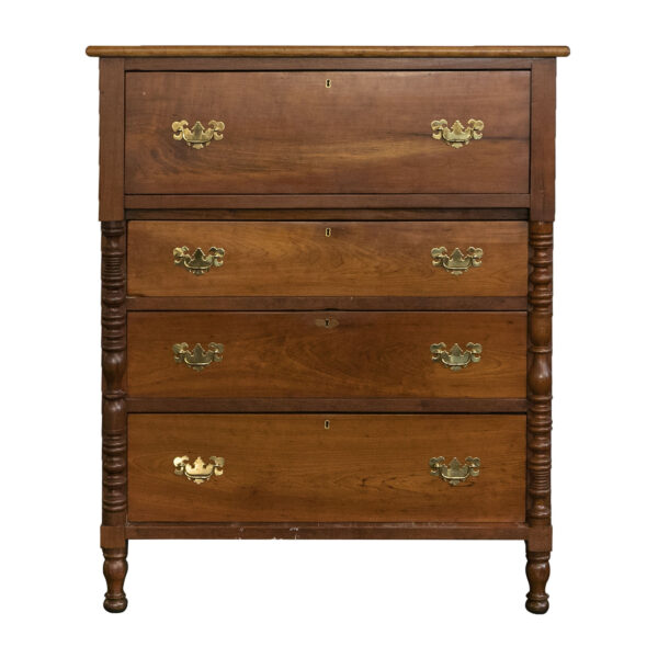Antique Cherry Four Drawer Chest with Brass Hardware - Image 1