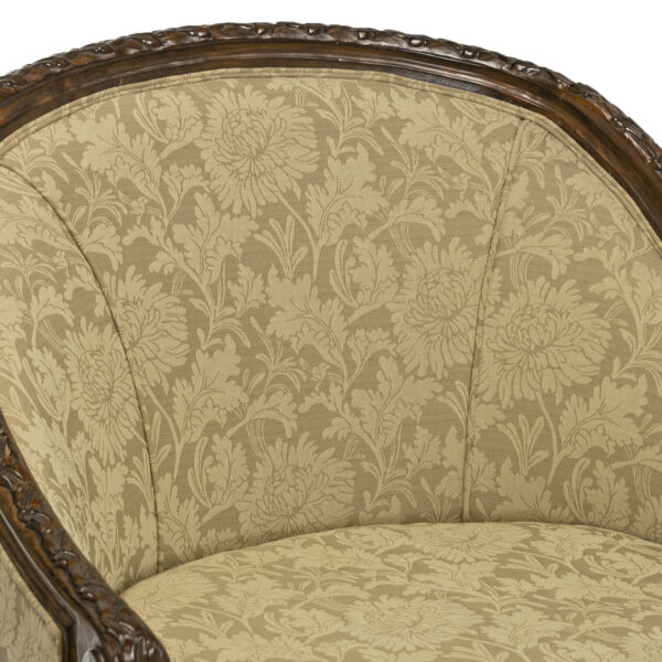 Louis XVI Style Tub Chair in Floral Damask Upholstery - Image 5