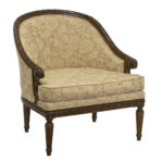 Louis XVI Style Tub Chair in Floral Damask Upholstery - Image 2