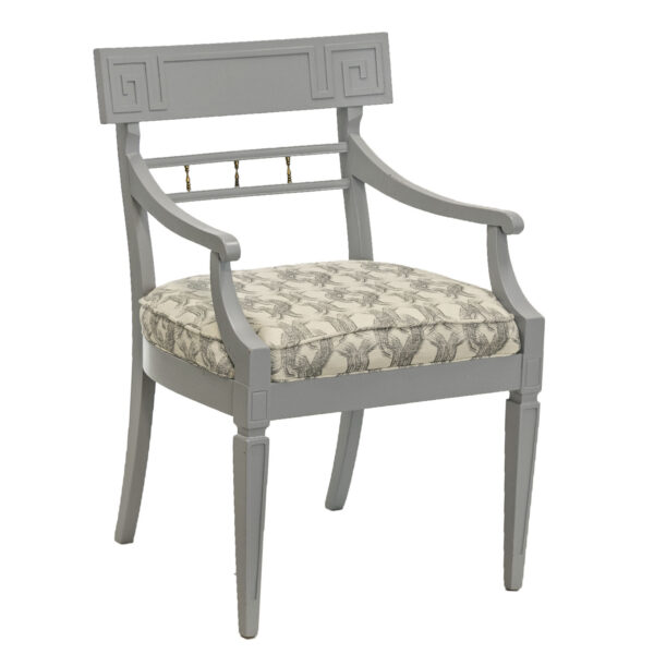 Set of 6 Vintage Grey Painted Dining Chairs - Image 3