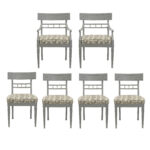 Set of 6 Vintage Grey Painted Dining Chairs
