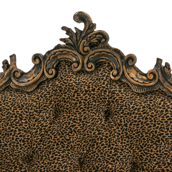 Pair of Twin Size Gold Framed Tufted Leopard Print Wall Mounted Headboards - Image 2