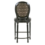 Set of 4 Black Leather Counter Stools with Beaded Backs - Image 3