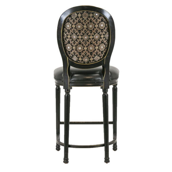 Set of 4 Black Leather Counter Stools with Beaded Backs - Image 3