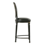 Set of 4 Black Leather Counter Stools with Beaded Backs - Image 4