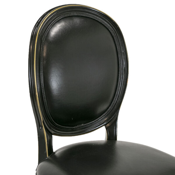 Set of 4 Black Leather Counter Stools with Beaded Backs - Image 6