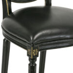 Set of 4 Black Leather Counter Stools with Beaded Backs - Image 7
