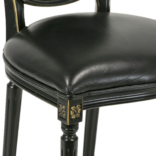 Set of 4 Black Leather Counter Stools with Beaded Backs - Image 7