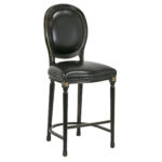 Set of 4 Black Leather Counter Stools with Beaded Backs - Image 2