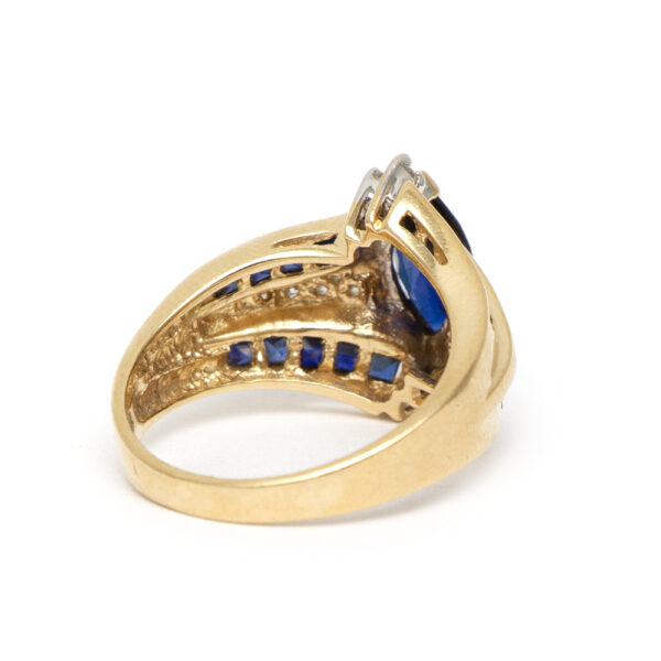 Sapphire, Diamond, and Spinel Ring in 14 Karat Gold - Image 3