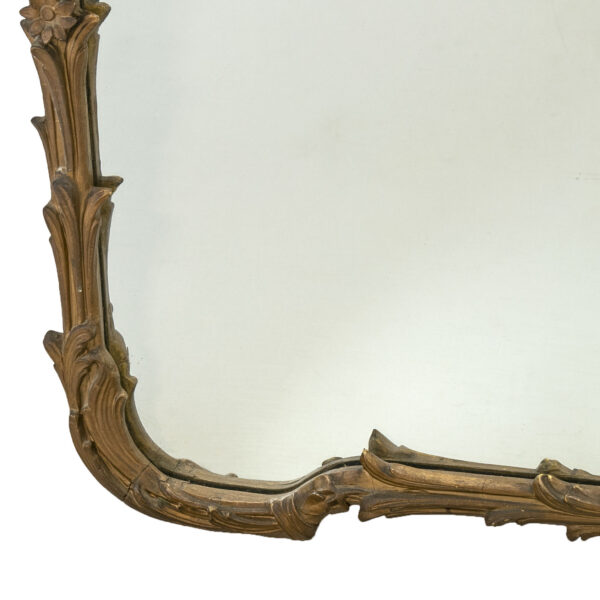 Burnished Gold Framed Mantle Mirror with Carved Flowers - Image 4