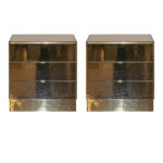 Pair of Vintage ELLO Mirror and Brass 3 Drawer Nightstands