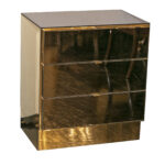 Pair of Vintage ELLO Mirror and Brass 3 Drawer Nightstands - Image 2