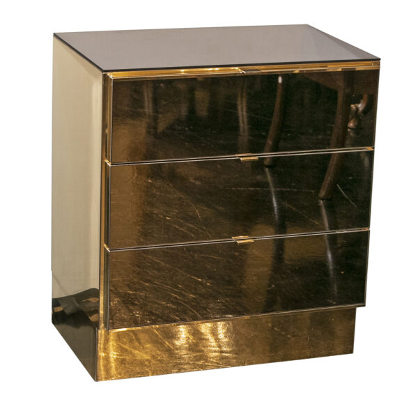 Pair of Vintage ELLO Mirror and Brass 3 Drawer Nightstands - Image 2