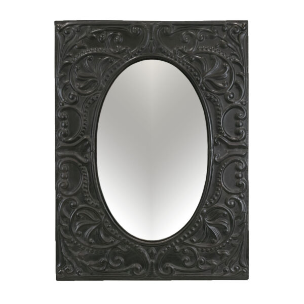 Oval Mirror with Embossed Metal Frame - Image 1