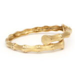 Bamboo Bypass Bangle in 14 Karat Gold