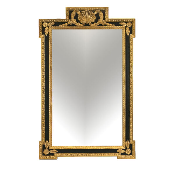CHELSEA HOUSE Black and Gold Framed Mirror with Shell Crest - Image 1