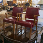 Pair of Wood Framed Office Chairs with Faux Leather Upholstery - Image 7