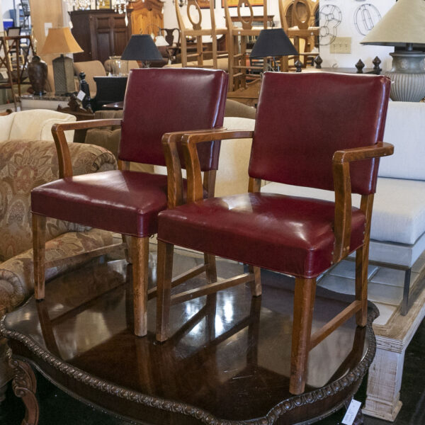 Pair of Wood Framed Office Chairs with Faux Leather Upholstery - Image 7