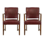 Pair of Wood Framed Office Chairs with Faux Leather Upholstery